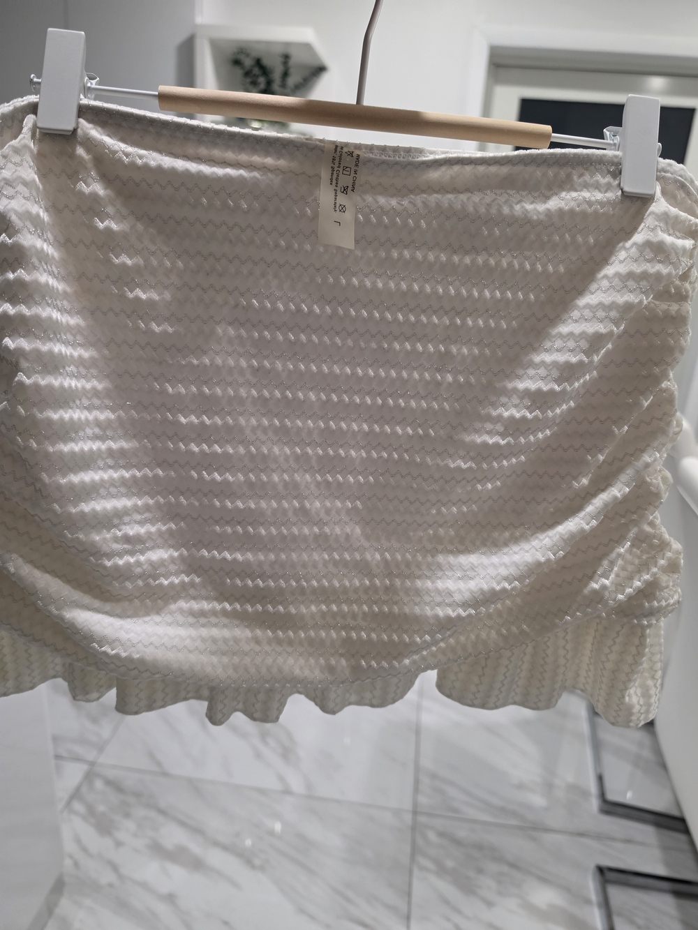 Textured Ivory Ruffle-Hem Mini Skirt - Picture 5 of 7